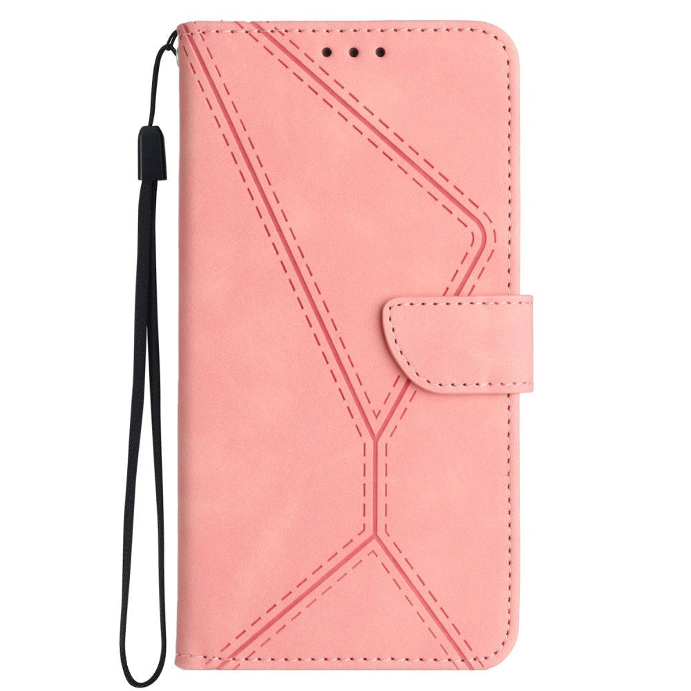 Motorola Edge 40 Neo Mønstret Læder Flip Cover m. Pung & Strop - Lyserød