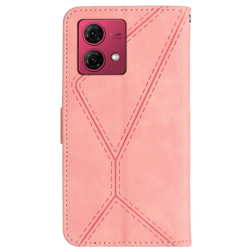 Motorola Edge 40 Neo Mønstret Læder Flip Cover m. Pung & Strop - Lyserød