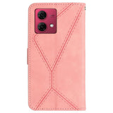 Motorola Edge 40 Neo Mønstret Læder Flip Cover m. Pung & Strop - Lyserød