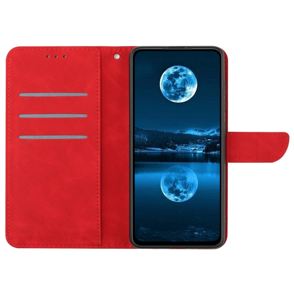 Motorola Edge 40 Neo Mønstret Læder Flip Cover m. Pung & Strop - Rød