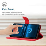 Motorola Edge 40 Neo Mønstret Læder Flip Cover m. Pung & Strop - Rød