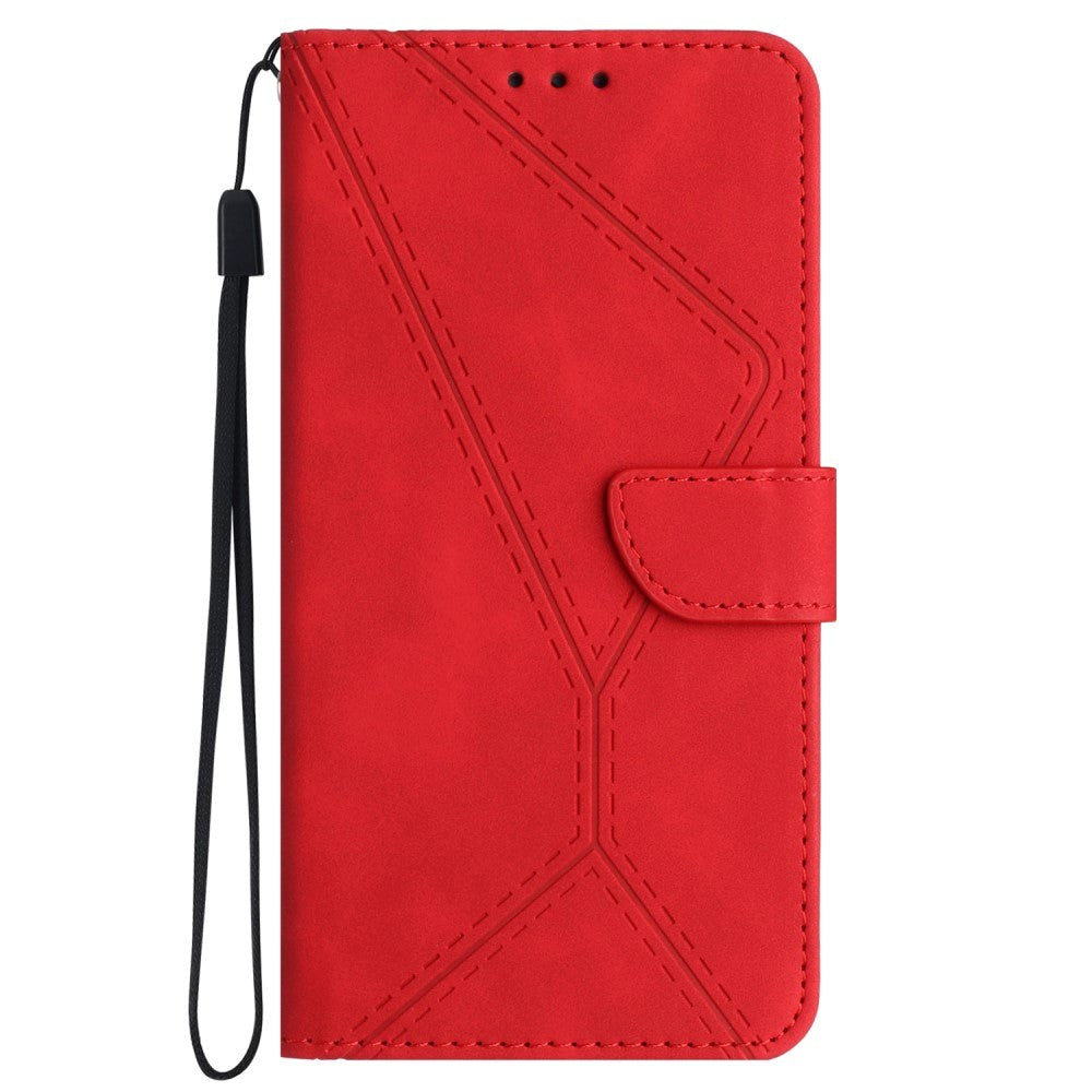 Motorola Edge 40 Neo Mønstret Læder Flip Cover m. Pung & Strop - Rød