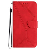 Motorola Edge 40 Neo Mønstret Læder Flip Cover m. Pung & Strop - Rød
