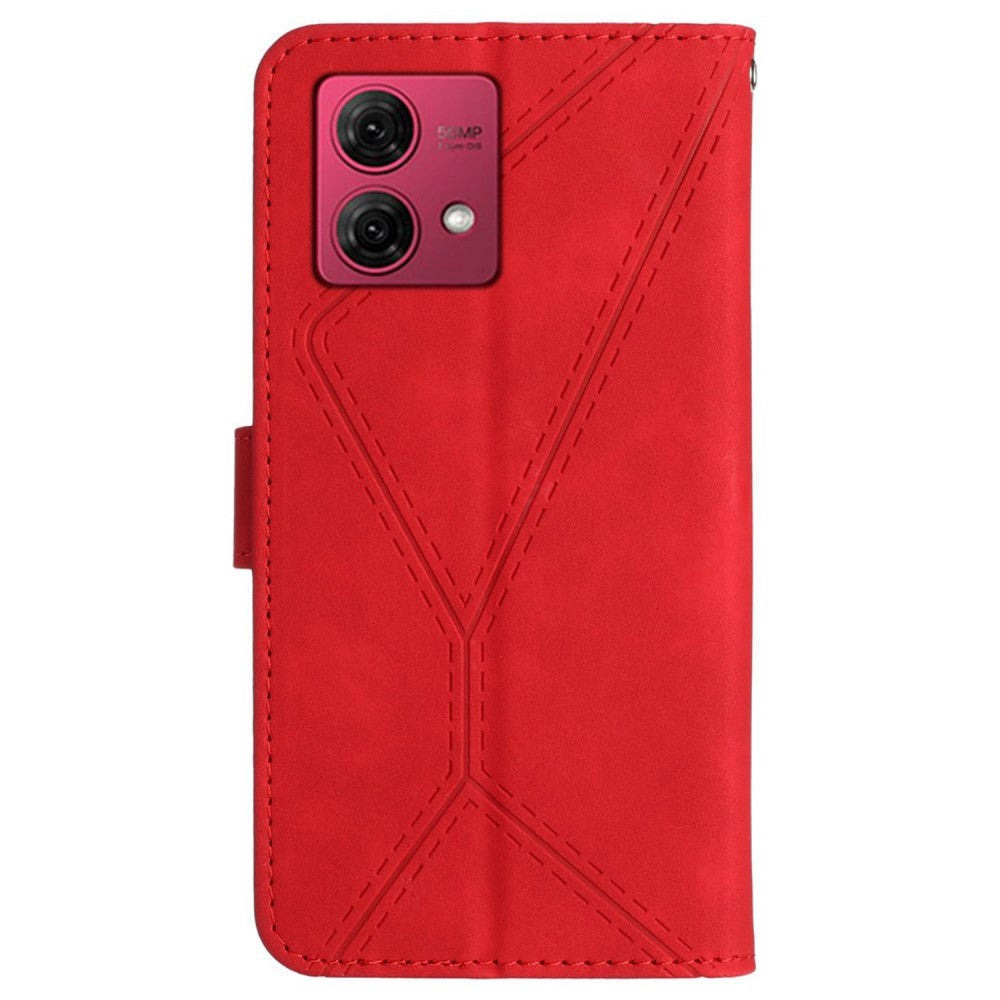 Motorola Edge 40 Neo Mønstret Læder Flip Cover m. Pung & Strop - Rød