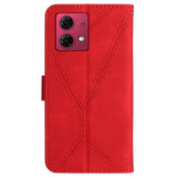 Motorola Edge 40 Neo Mønstret Læder Flip Cover m. Pung & Strop - Rød