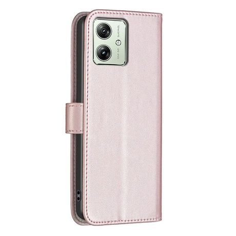 Motorola Moto G54 Leather Flip Cover m. Stativfunksjon og kortholder - Rose Gold