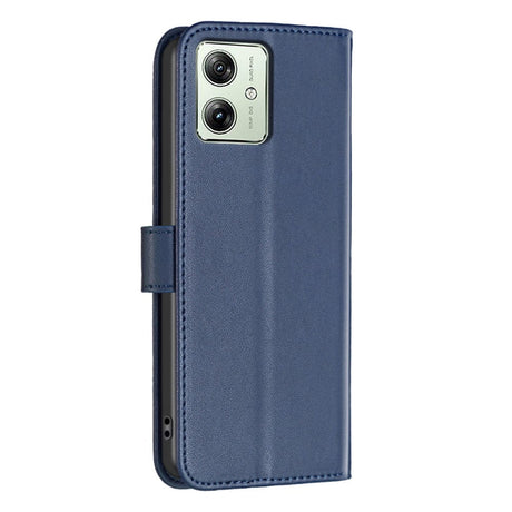 Motorola Moto G54 Leather Flip Cover m. Stativ og kortholder - blå