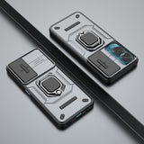 Honor 90 Lite Craftsman Bakdeksel m. Magnetisk Kickstand &amp; Cam Slider - Grå