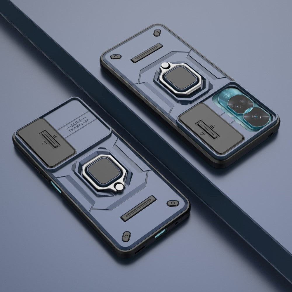 Honor 90 Lite Craftsman Bakdeksel m. Magnetisk Kickstand &amp; Cam Slider - Blå