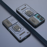 Honor 90 Lite Craftsman Bakdeksel m. Magnetisk Kickstand &amp; Cam Slider - Blå