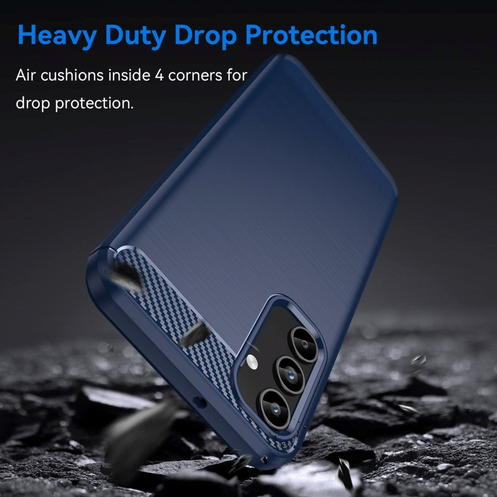 Samsung Galaxy A15 (5G) / A15 børstet karbonfiber fleksibelt plastbakdeksel - blå