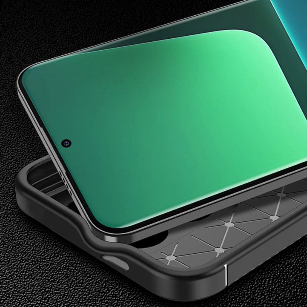 Xiaomi 14 Pro Carbon Fiber Fleksibelt Plastik Bagside Cover - Sort