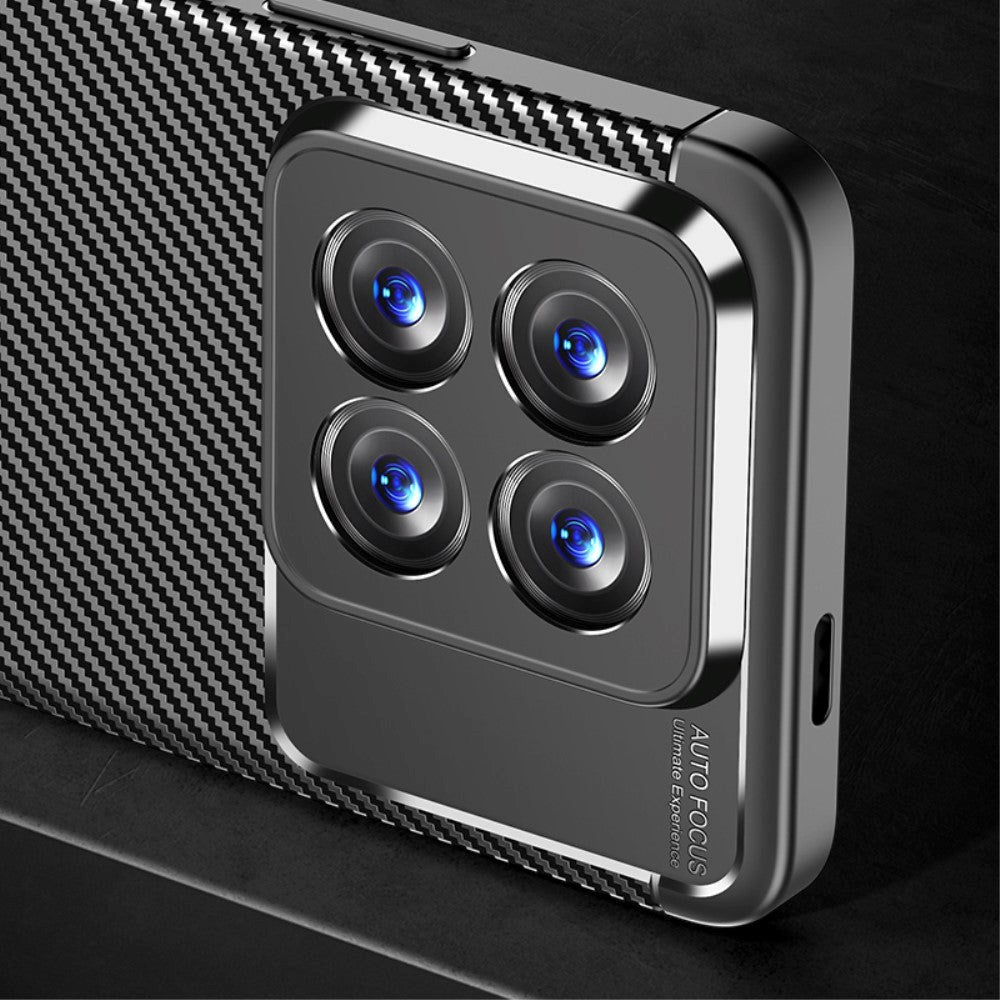 Xiaomi 14 Pro Carbon Fiber Fleksibelt Plastik Bagside Cover - Sort