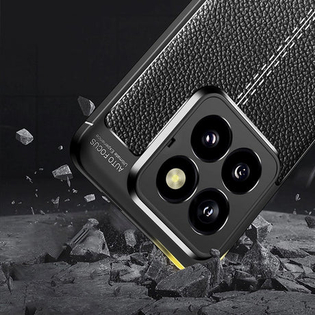 Xiaomi 14 Pro fleksibelt plastbakdeksel Litchi Texture - Svart