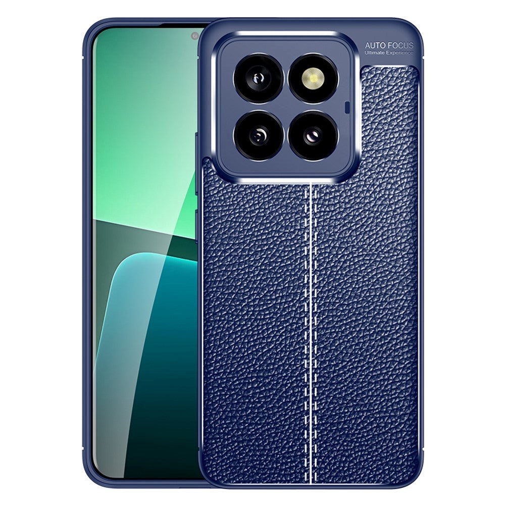 Xiaomi 14 Pro fleksibelt plastbakdeksel Litchi Texture - Blå