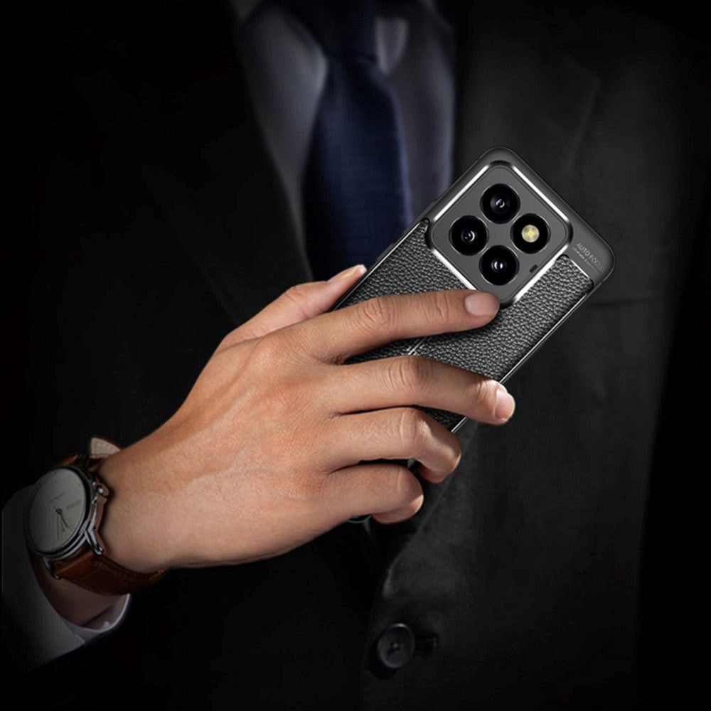 Xiaomi 14 Pro fleksibelt plastbakdeksel Litchi Texture - Blå