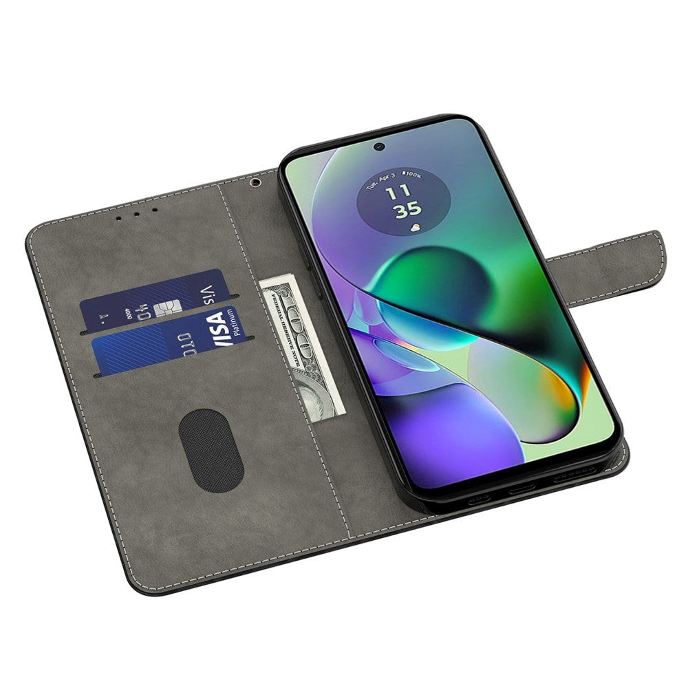 Motorola Moto G54 Læder Flip Cover m. Pung & Print - Blomst