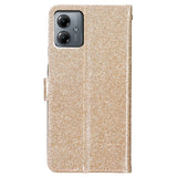 EIDERWOOD Motorola Moto G54 Leather Flip Cover m. Lommebok &amp; stropp - Glitter - Gull
