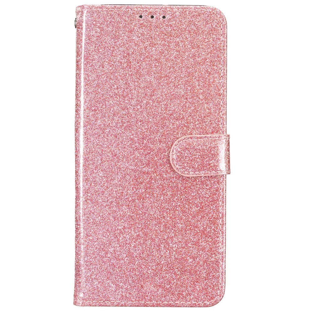 EIDERWOOD Motorola Moto G54 Leather Flip Cover m. Veske &amp; stropp - Glitter - Rose gull