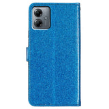 EIDERWOOD Motorola Moto G54 Leather Flip Cover m. Lommebok &amp; stropp - Glitter - Blå