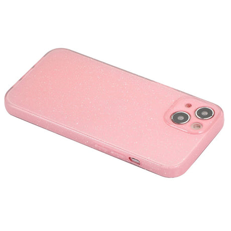 iPhone 15 fleksibelt plastdeksel m. Glitter - Rosa