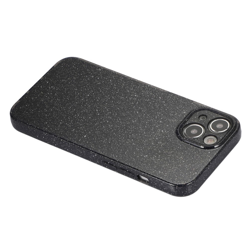 iPhone 15 fleksibelt plastdeksel m. Glitter - Svart