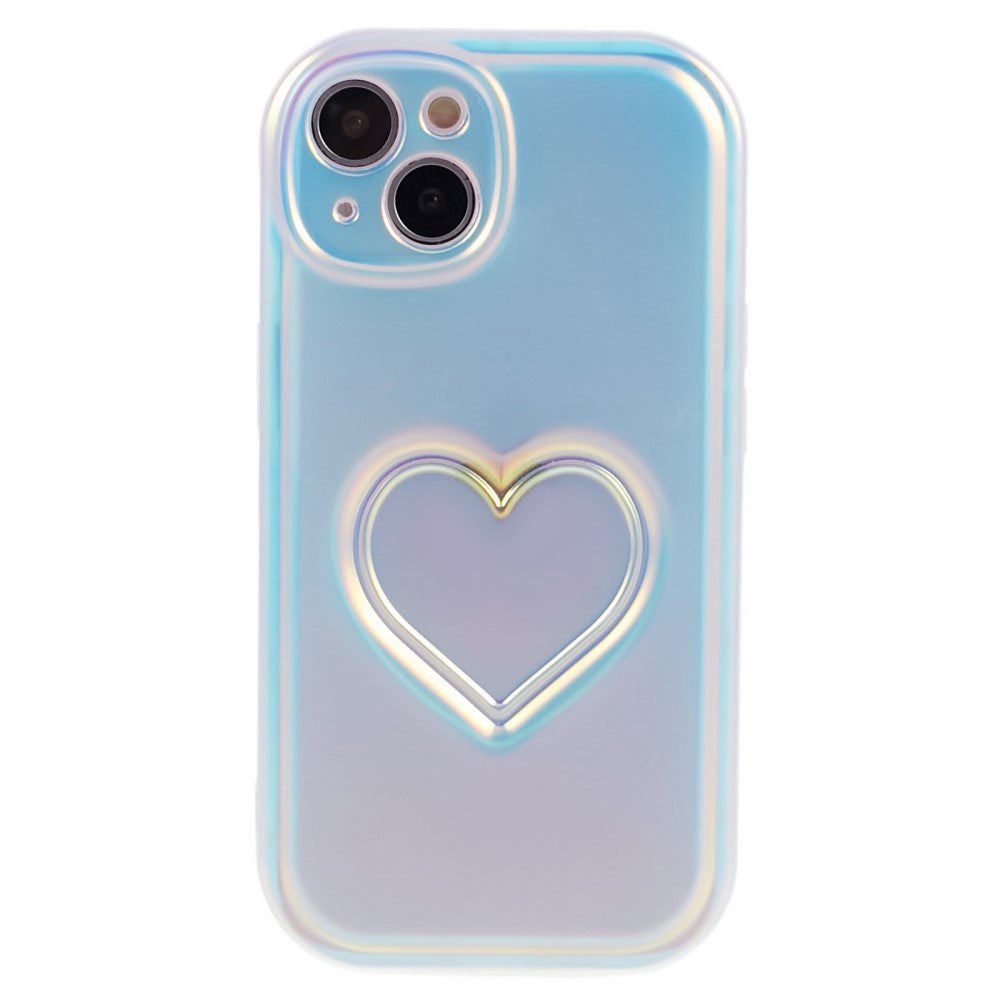 iPhone 15 Fleksibelt Plastik Bagside Cover m. Hjerte - Flerfarvet