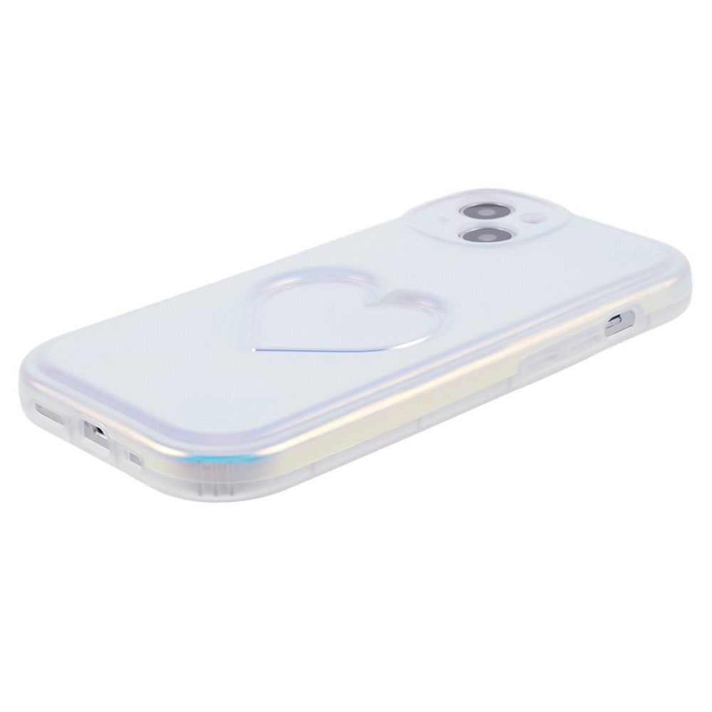 iPhone 15 Fleksibelt Plastik Bagside Cover m. Hjerte - Flerfarvet