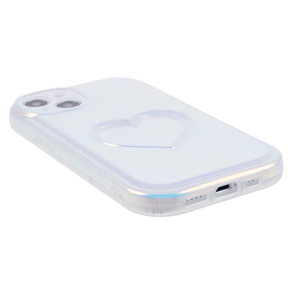 iPhone 15 Fleksibelt Plastik Bagside Cover m. Hjerte - Flerfarvet