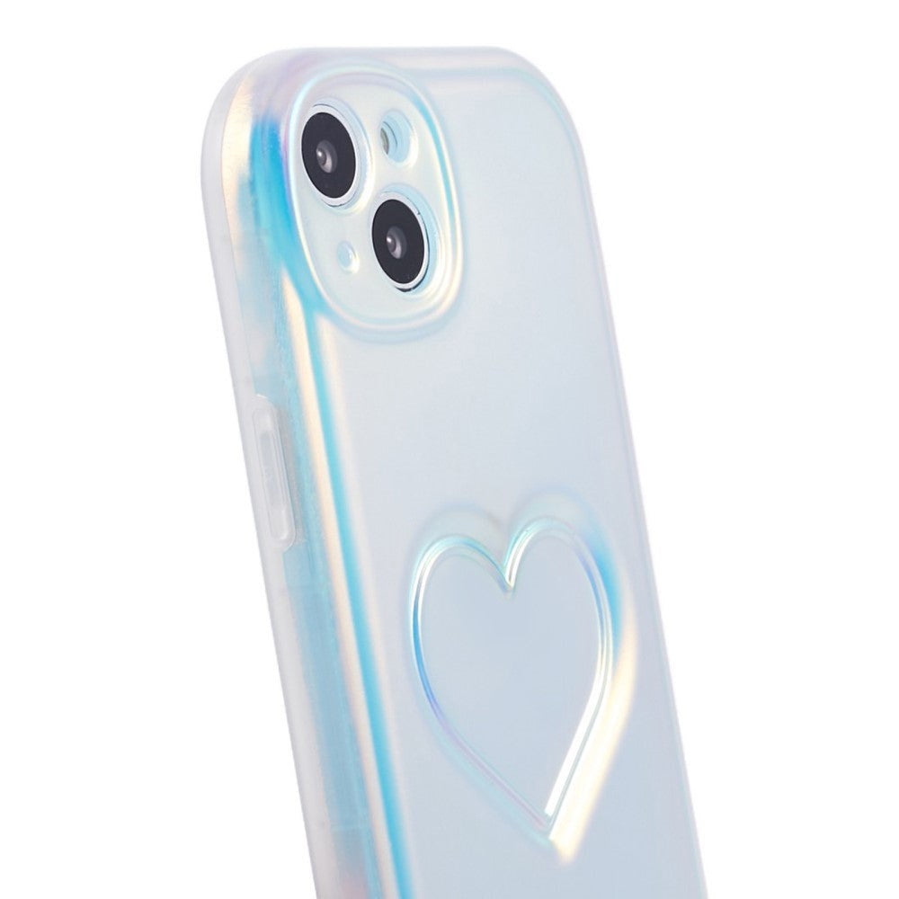 iPhone 15 Fleksibelt Plastik Bagside Cover m. Hjerte - Flerfarvet
