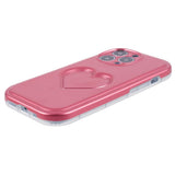 iPhone 15 Pro Fleksibelt Plastik Bagside Cover m. Hjerte - Pink