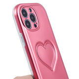 iPhone 15 Pro Fleksibelt Plastik Bagside Cover m. Hjerte - Pink