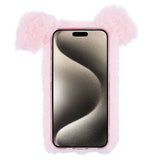 iPhone 15 Pro fleksibelt plastdeksel m. Pels - Gris - Rosa