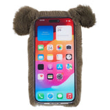 iPhone 15 fleksibelt plastdeksel m. Pels - Gris - Grønn / Gul