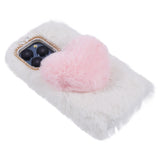 iPhone 15 Pro fleksibelt plastdeksel m. Pels - Hjerte - Rød / Hvit