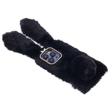 iPhone 15 Pro fleksibelt plastdeksel m. Pels - Kaninører - Svart