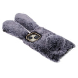 iPhone 15 fleksibelt plastdeksel m. Pels - Kaninører - Grå