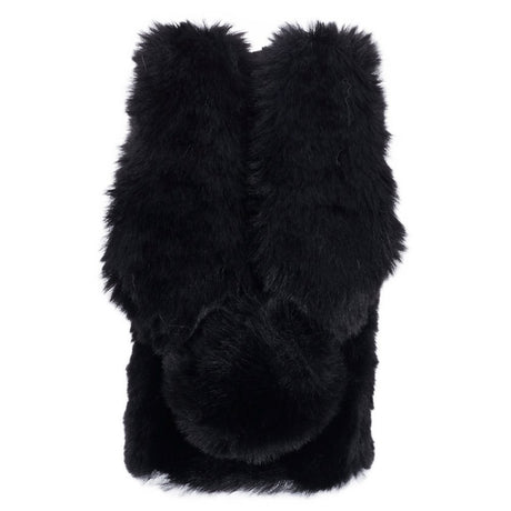 iPhone 15 fleksibelt plastdeksel m. Pels - Kaninører - Sort