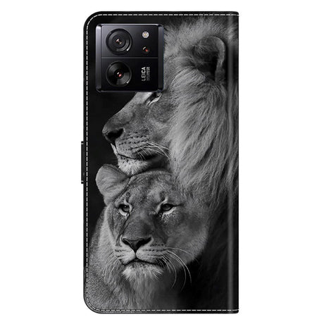 Xiaomi 13T / 13T Pro Leather Flip Cover m. Lommebok og trykk - Lions