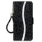 iPhone 15 Pro Leather Flip Cover m. Veske og stropp - Glitter Design - Svart