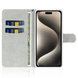 iPhone 15 Pro Leather Flip Cover m. Lommebok og stropp - Glitter Design - Gull