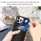 iPhone 15 Pro fleksibelt plastdeksel m. Kortholder &amp; Kickstand - Svart