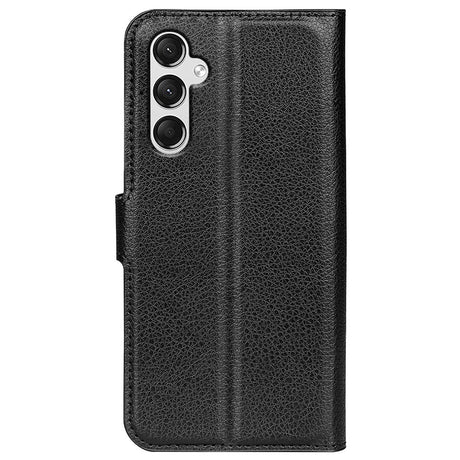 Samsung Galaxy A25 (5G) Litchi Leather Flip Cover m. Lommebok - Svart