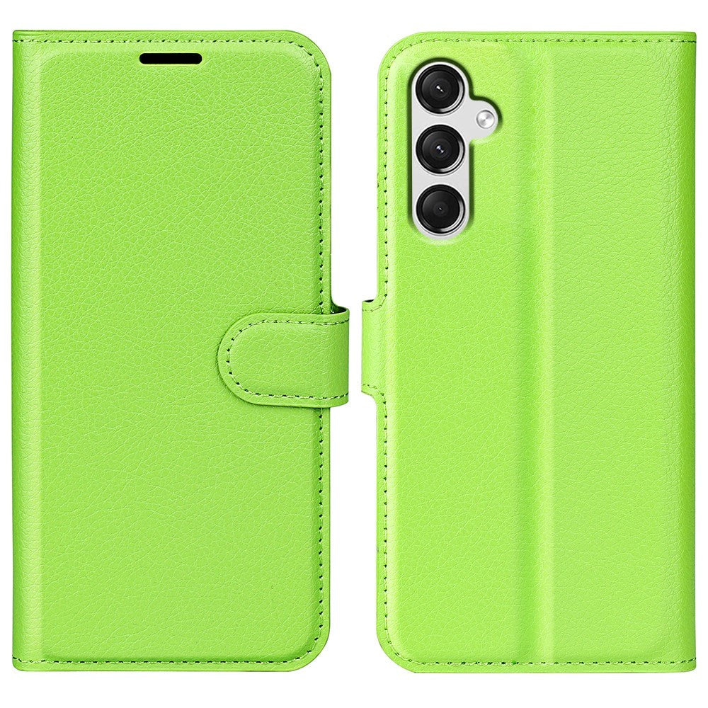 Samsung Galaxy A25 (5G) Litchi Leather Flip Cover m. Lommebok - Grønn