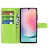 Samsung Galaxy A25 (5G) Litchi Leather Flip Cover m. Lommebok - Grønn