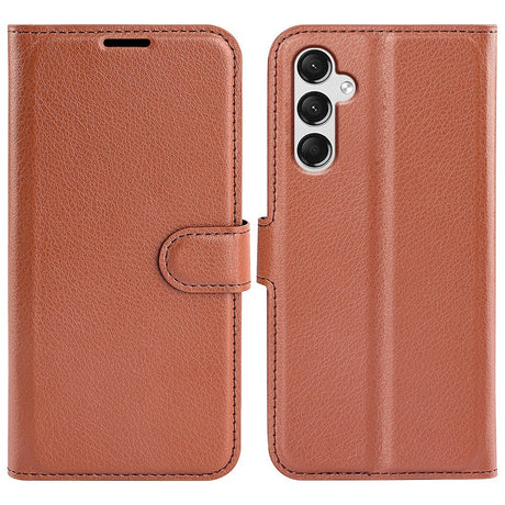 Samsung Galaxy A25 (5G) Litchi Leather Flip Cover m. Lommebok - Brun