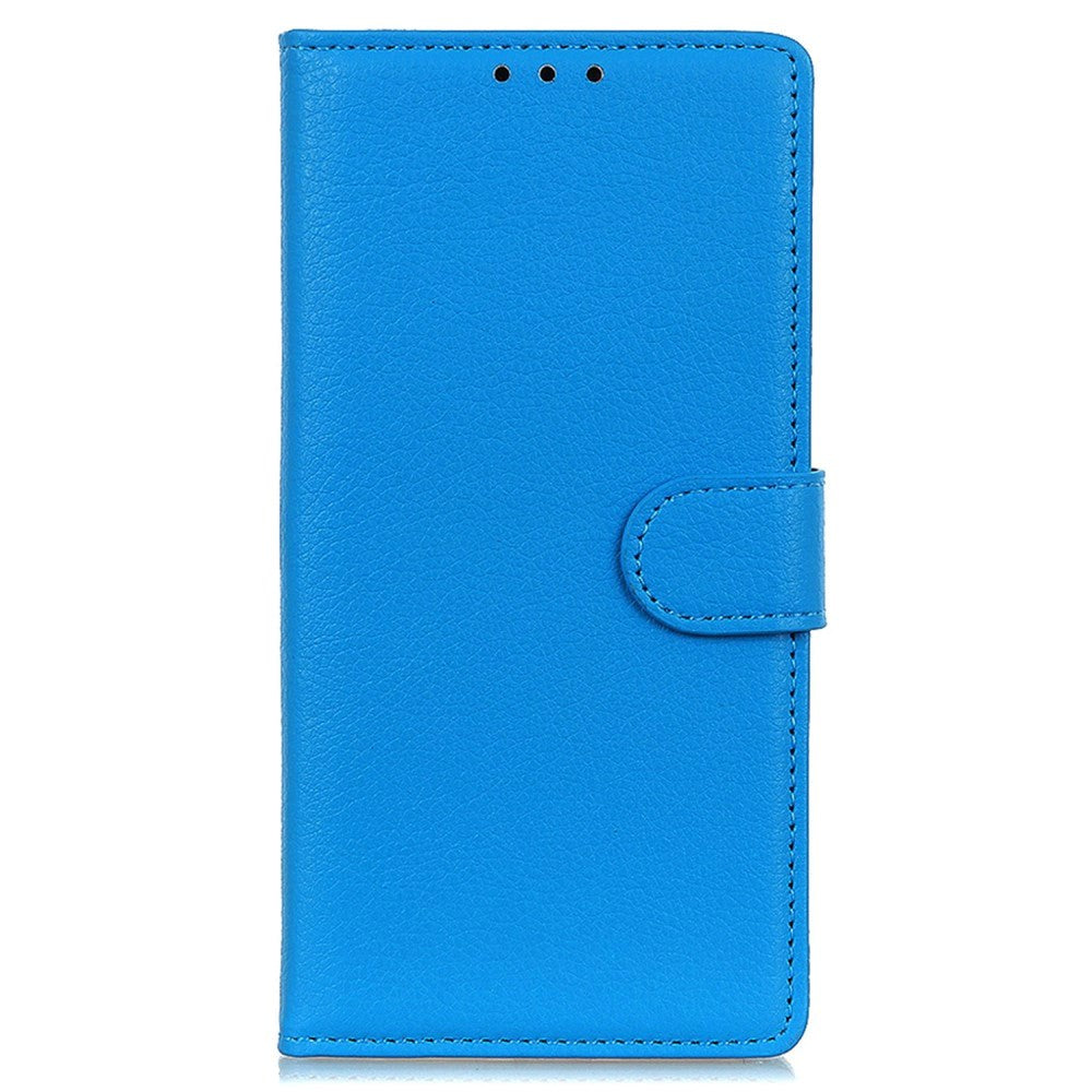 Samsung Galaxy S24 Litchi Leather Flip Cover m. Lommebok - Blå