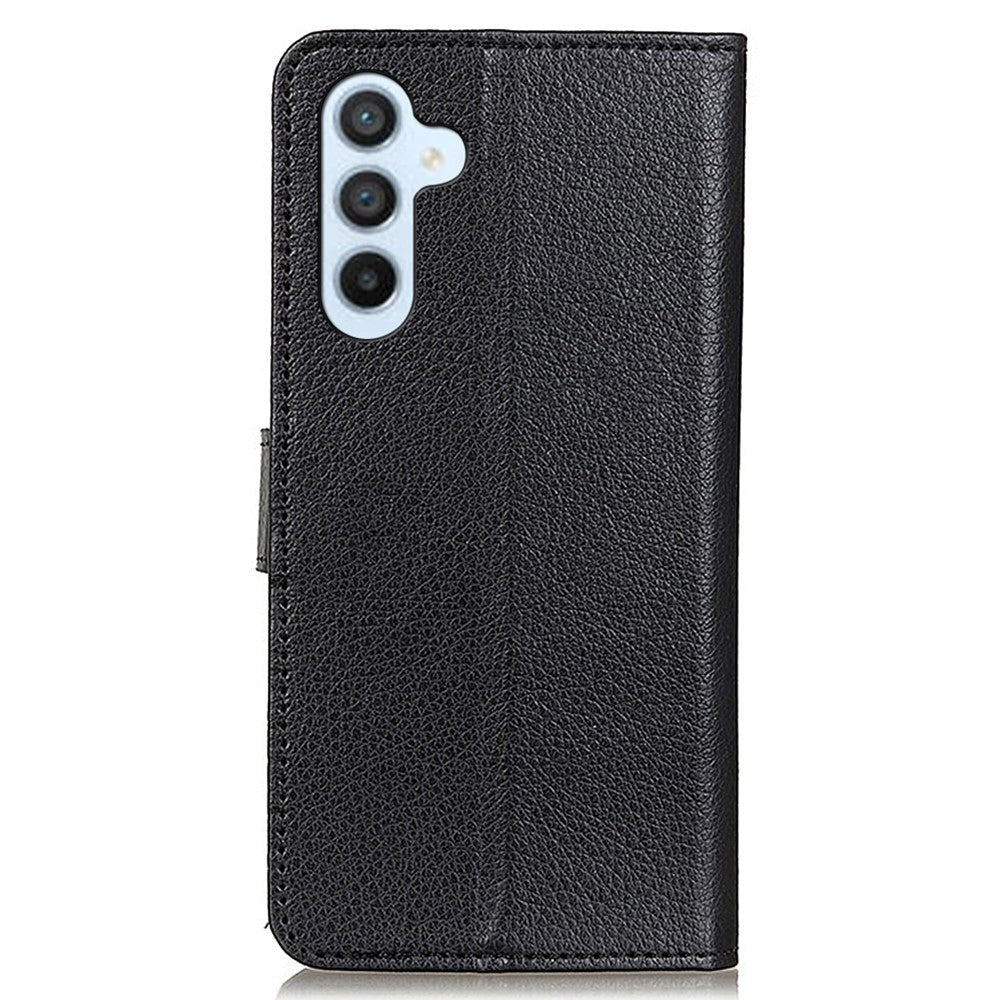 Samsung Galaxy S24 Litchi Leather Flip Cover m. Lommebok - Svart