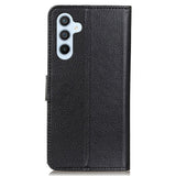 Samsung Galaxy S24 Litchi Leather Flip Cover m. Lommebok - Svart