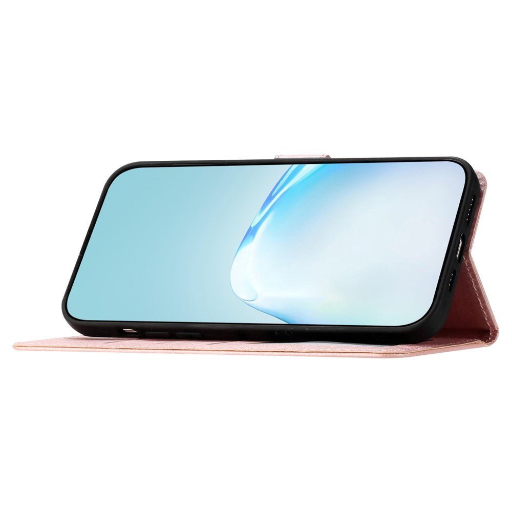 Samsung Galaxy A15 (5G) / A15 Lær Flip Deksel m. Lommebok og stropp - Rose gull